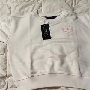Ralph Lauren White Sweatshirt with Pink Logo